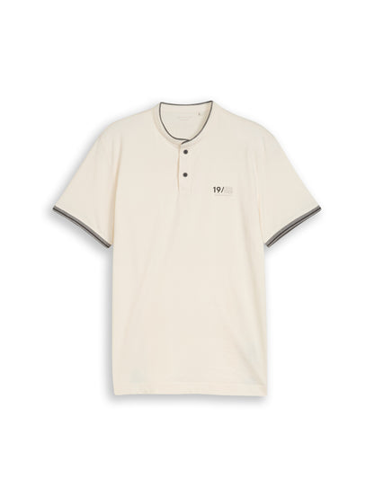 printed stand-up collar polo - 1050196