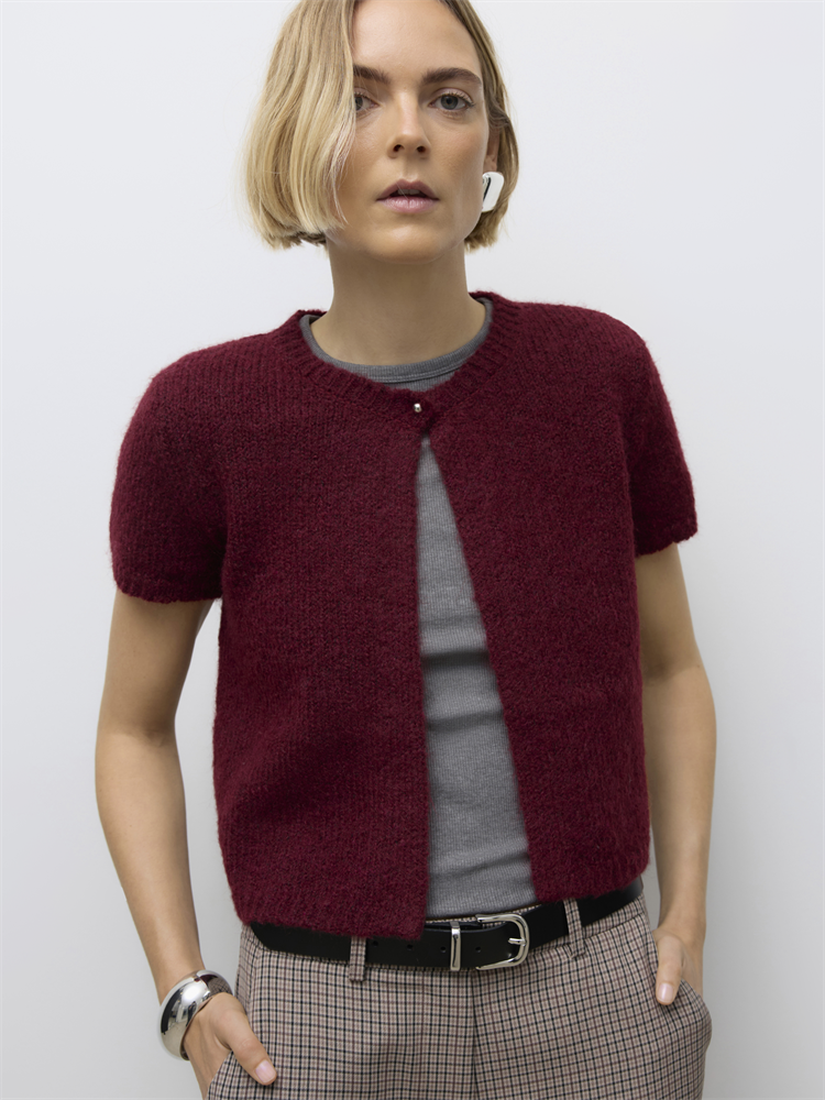 AWSILJA SS O-NECK SHORT KNIT CARDIG - 10329650