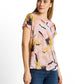 T-shirt fabric mix print crew - 1050445