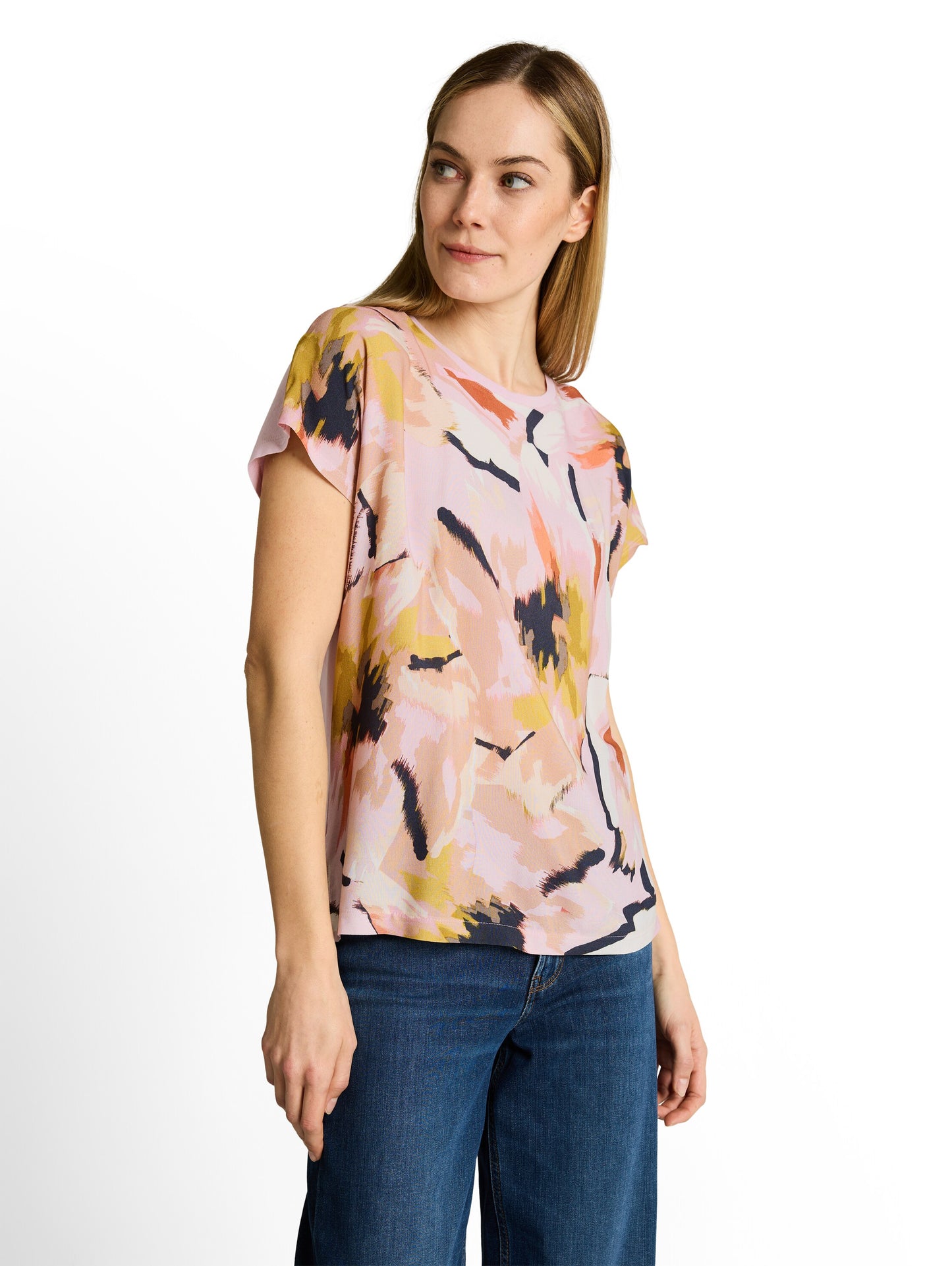 T-shirt fabric mix print crew - 1050445