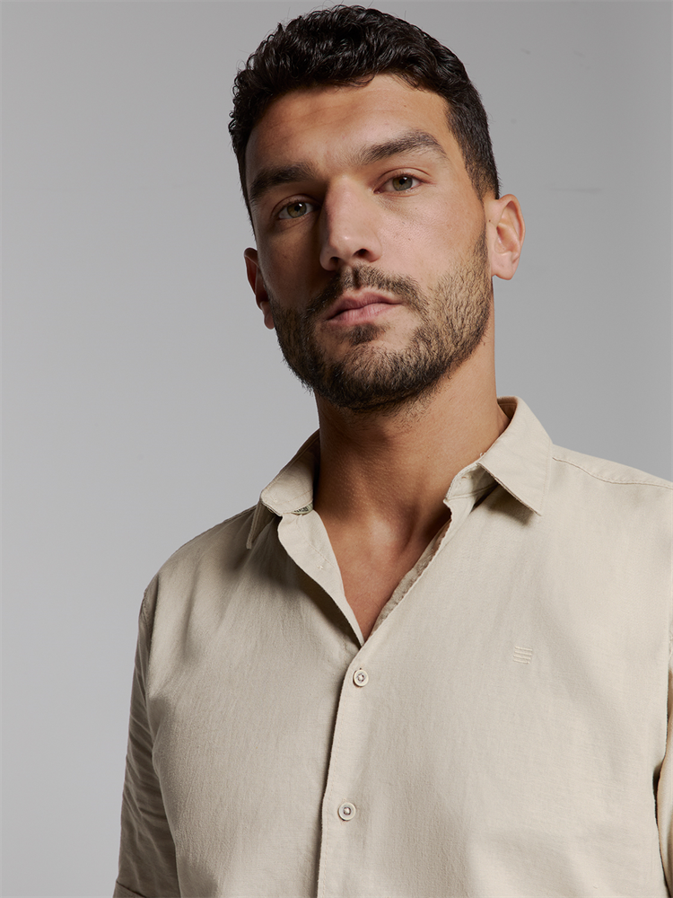 Shirt Short Sleeve Solid With Linen - 27480321SN
