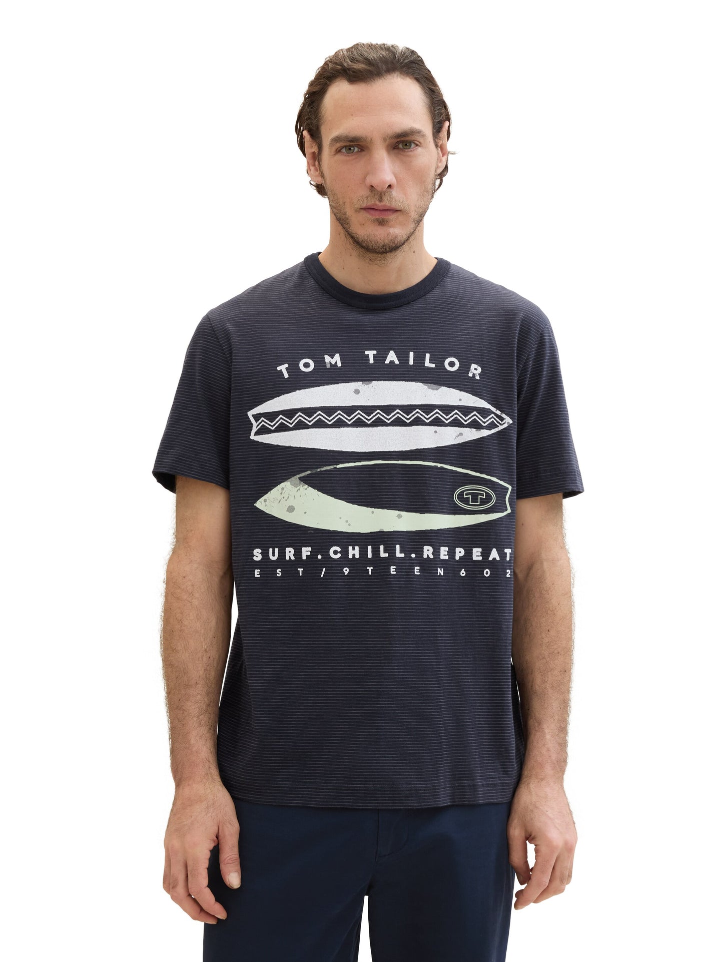 printed fine stripe t-shirt - 1041784