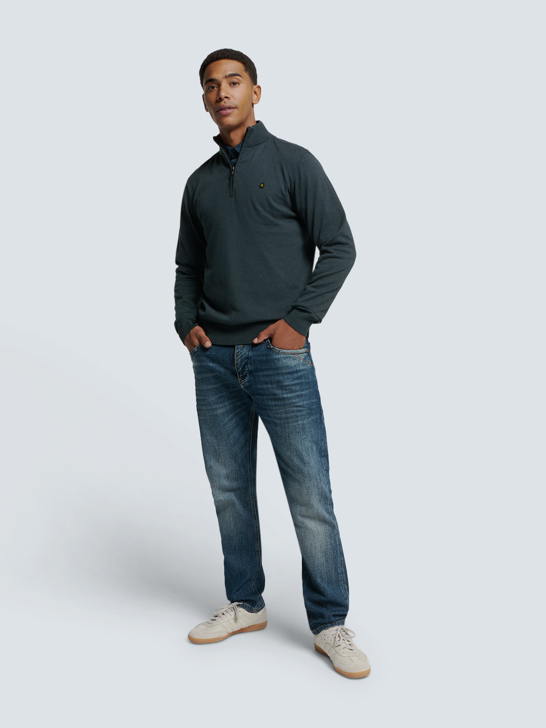 Pullover Half Zip 2 Coloured Melang - N2185