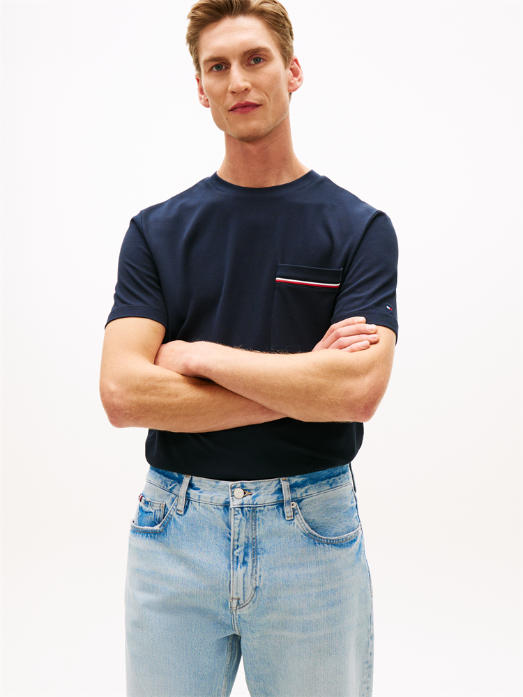 GLOBAL STRIPE PIQUE POCKET TEE - MW0MW42397