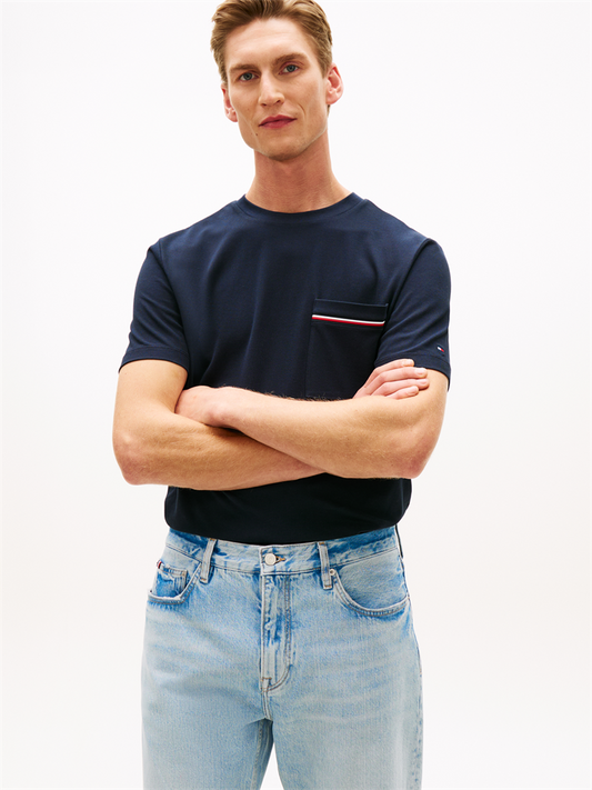 GLOBAL STRIPE PIQUE POCKET TEE - MW0MW42397