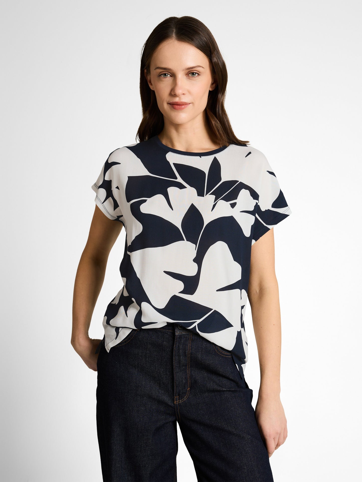 T-shirt fabric mix print crew - 1050445
